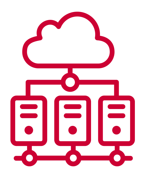 Icon mit Wolke an Rechner angeschlossen als Illustration, Symbol für Microsoft Cloud Rollen- und Berechtigungskonzepte, Swiss Infosec AG