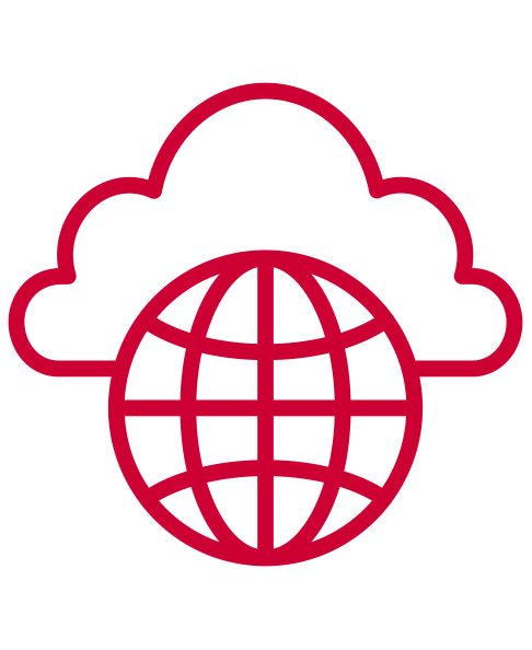 Icon mit Wolke und Internet als Illustration, Symbol für Microsoft Cloud Beratung, Swiss Infosec AG