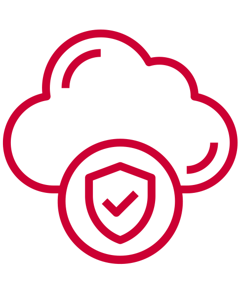 Icon mit Wolke und Schutzschild als Illustration, Symbol für Microsoft Cloud Datenschutzkonformität, Swiss Infosec AG