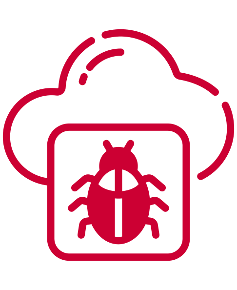 Icon mit Wolke und ein Käfer als Illustration, Symbol für Microsoft Cloud Optimierung von Microsoft Defender, Swiss Infosec AG