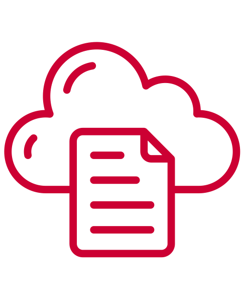 Icon mit Wolke und Dokument als Illustration, Symbol für Microsoft Cloud Richtlinien und Compliance-Vorgaben, Swiss Infosec AG