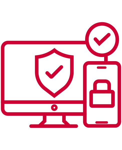 Icon mit PC und Handy als Illustration, Symbol für Microsoft Cloud Identitäts- und Zugriffskontrollen, Swiss Infosec AG